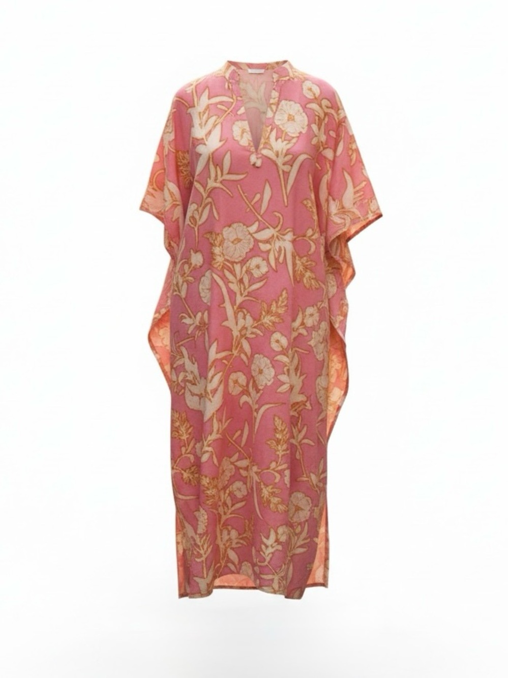 Olivia James The Label Louisa Cover Up Kaftan Pink Orange Floral Small